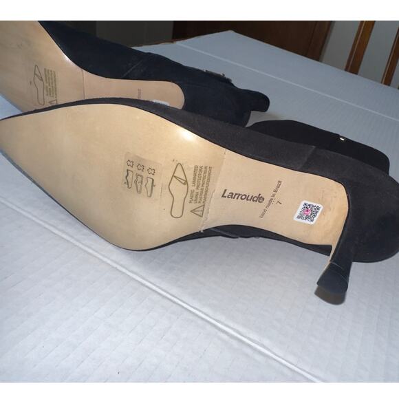 Larroudé Mini Kate in Black Suede 3 inch Heel - Picture 7 of 16